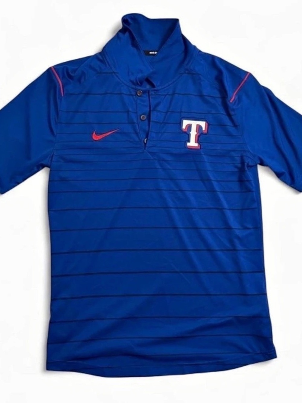 Nike Texas Rangers Striped Victory Dri-FIT Polo Blue & Red
